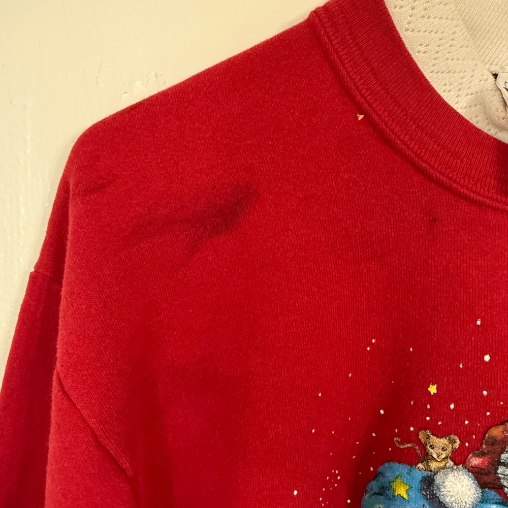 Vintage Morning Sun Santa Claws Cat Graphic Print Sweater Red Size Medium - Picture 3 of 9